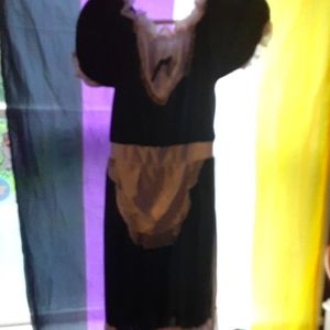 Black cosplay costume white lace maid dress